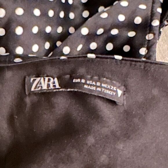 Zara black w white polka dots lycra body suit with shirred top - NWOT - small - Picture 10 of 12